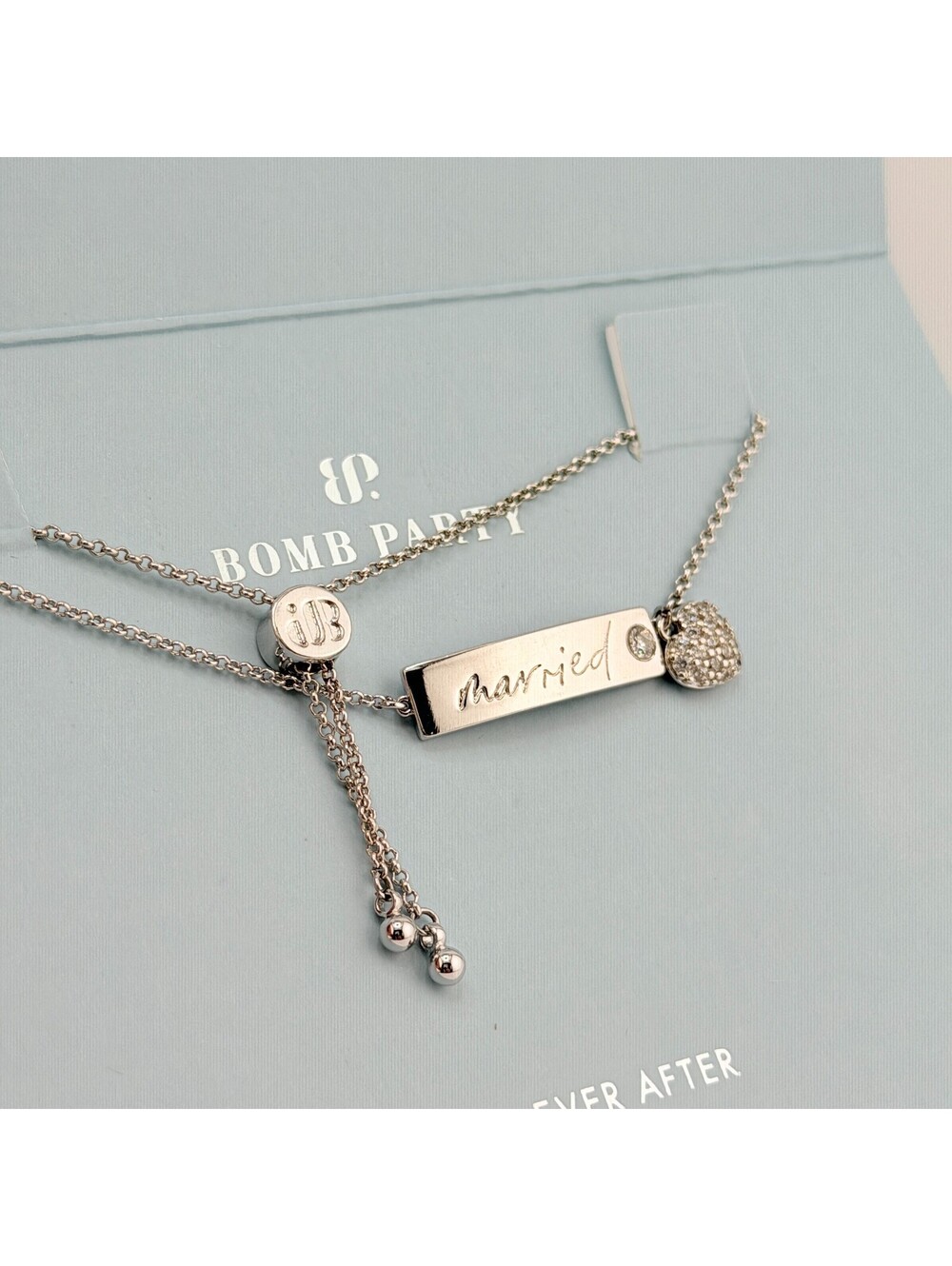 Bomb Party Love Ever After "The Married Script Bar Bracelet" RBP3761 RETRO